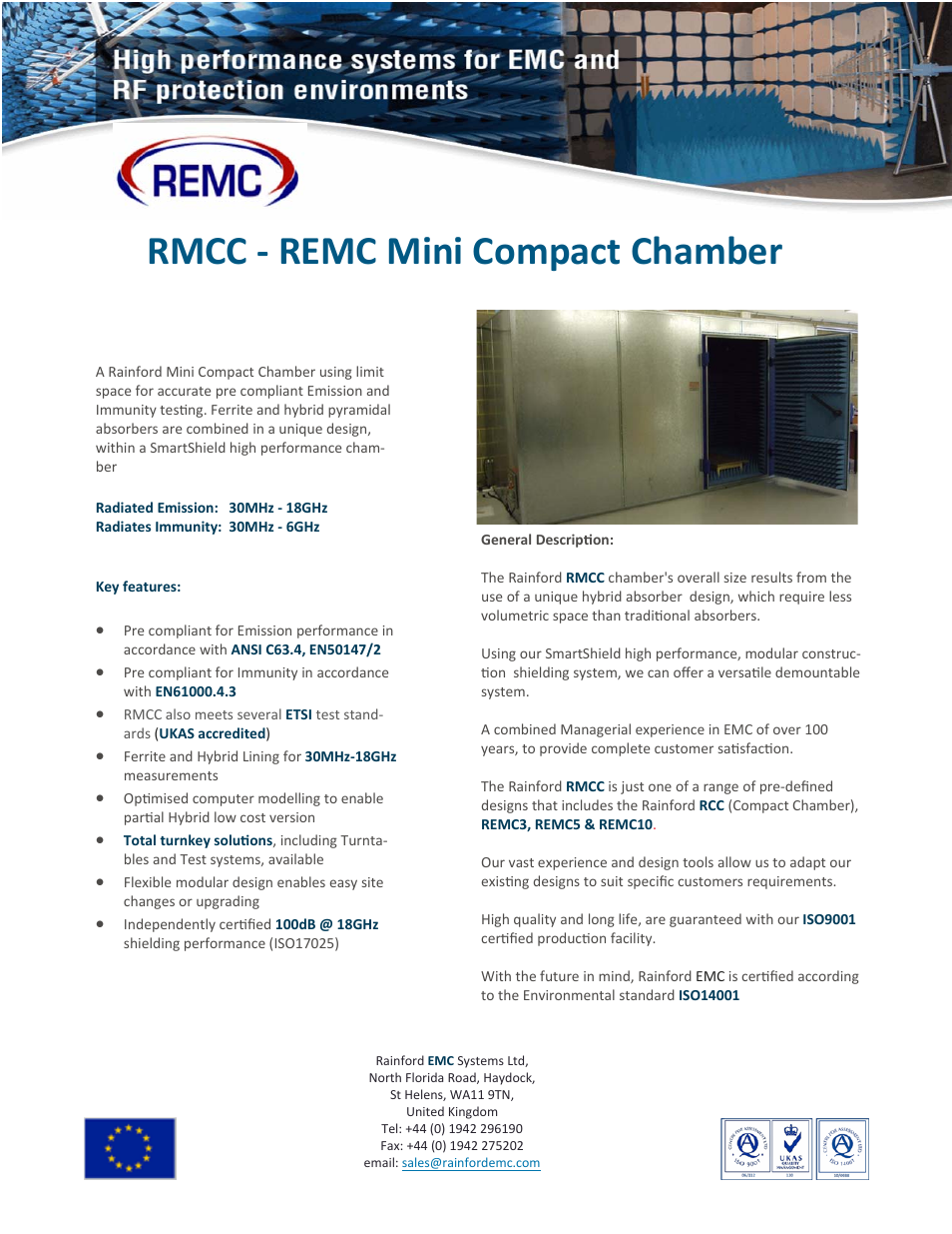 ORBIT FR EMC-MC Mini Compact Chamber User Manual | 2 pages