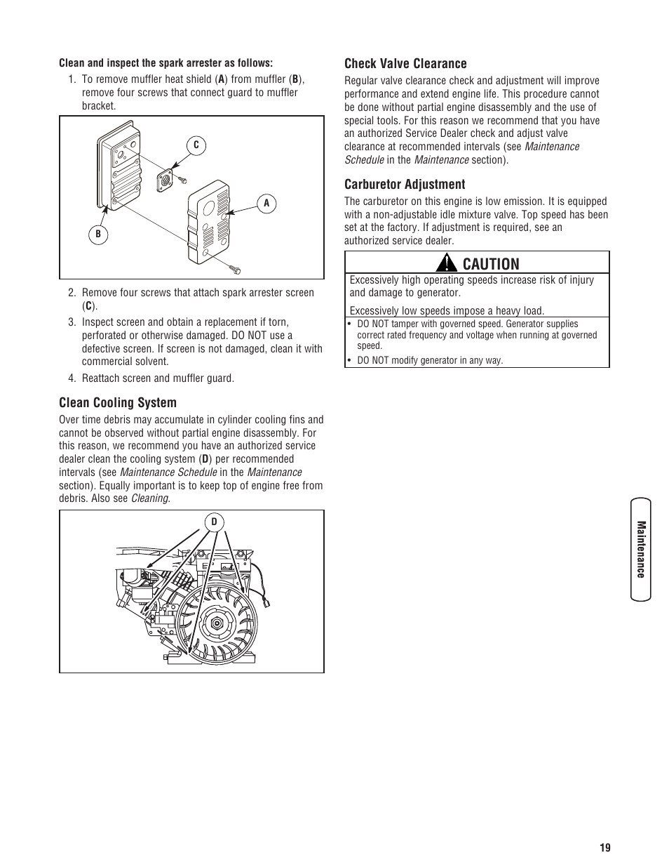 Caution | Briggs & Stratton 206405GS User Manual | Page 19 / 52