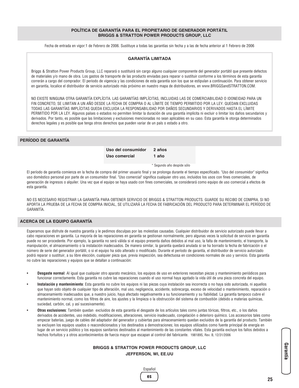 Briggs & Stratton 206405GS User Manual | Page 51 / 52