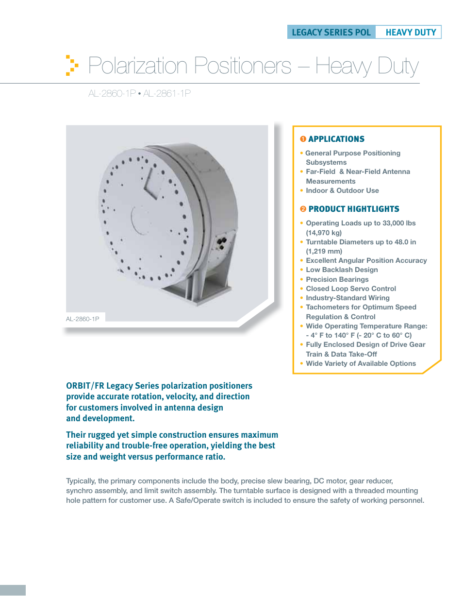 ORBIT FR Polarization Positioners: Heavy Duty User Manual | 4 pages