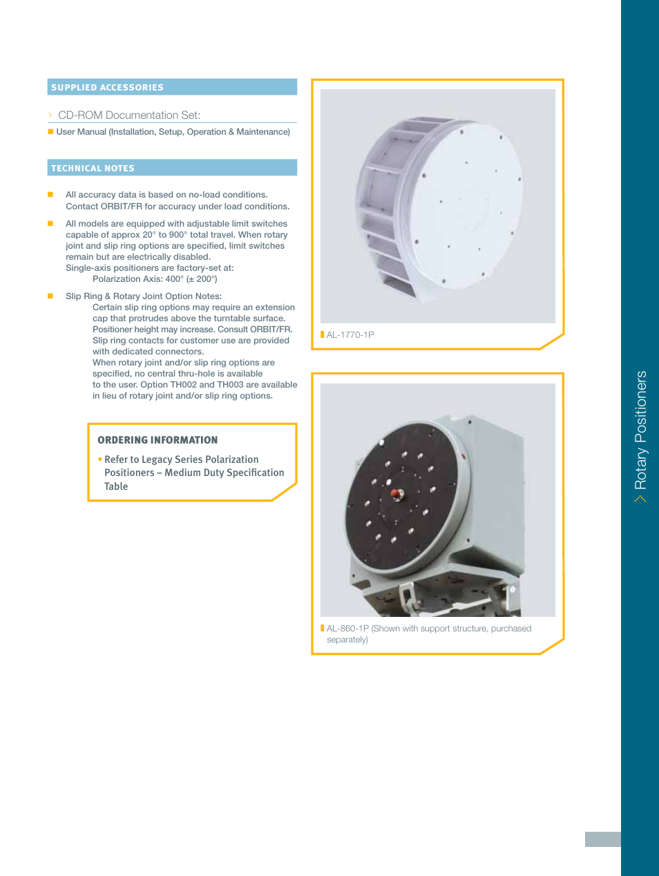 Rotary positioners | ORBIT FR Polarization Positioners: Medium Duty User Manual | Page 2 / 4