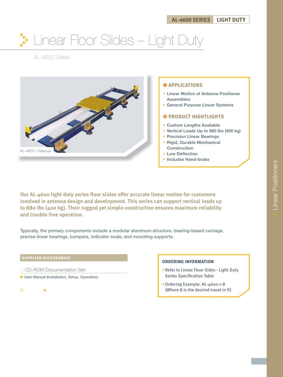 ORBIT FR Linear Floor Slides: Light Duty AL-4600 Series User Manual | 2 pages