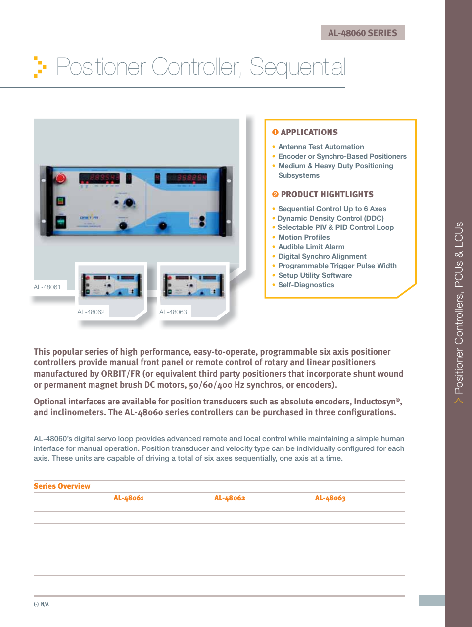 ORBIT FR Positioner Controllers, Sequential: AL-48063 User Manual | 4 pages