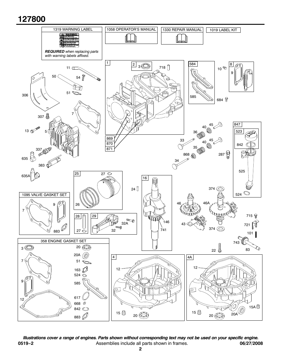 Briggs & Stratton 127800 Series User Manual | Page 2 / 18