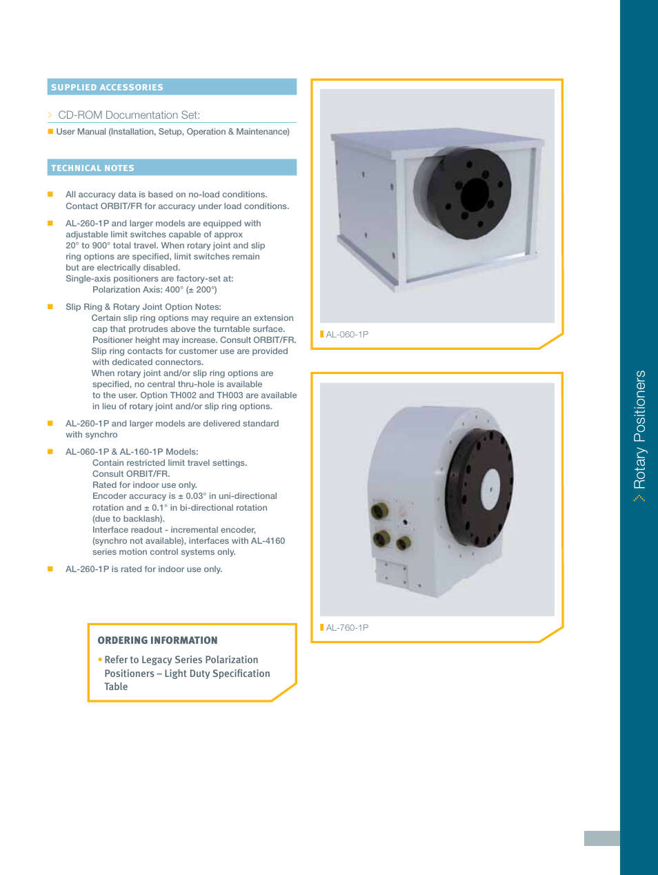 Rotary positioners | ORBIT FR Polarization Positioners: Light Duty User Manual | Page 2 / 4
