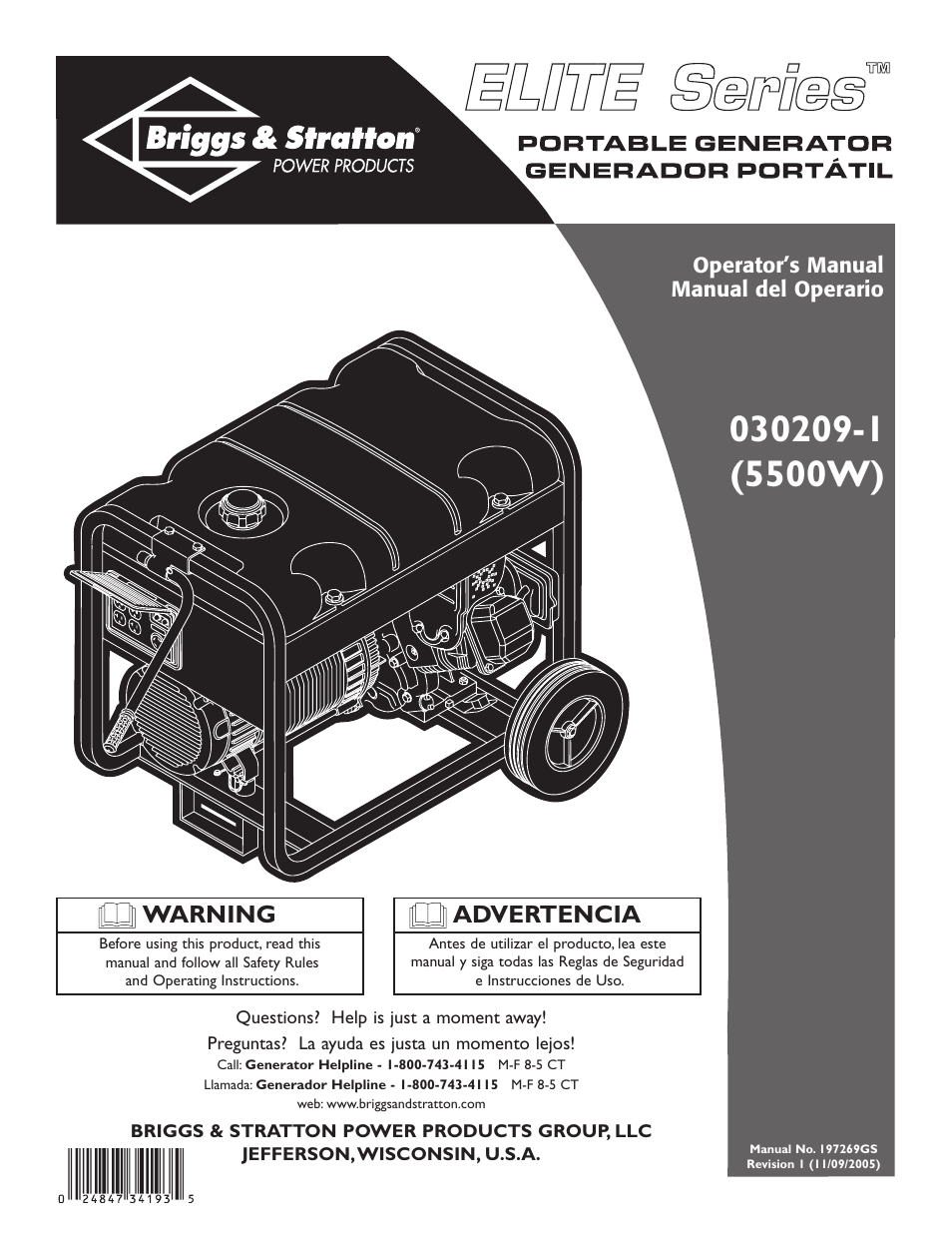 Briggs & Stratton Elite 030209-1 User Manual | 28 pages