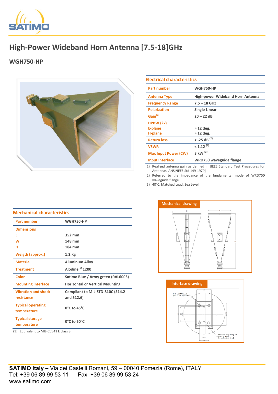 Wgh750-hp_datasheet_v2, High-power wideband horn antenna [7.5-18]ghz, Wgh750-hp | ORBIT FR Wideband medium-gain horns User Manual | Page 4 / 4