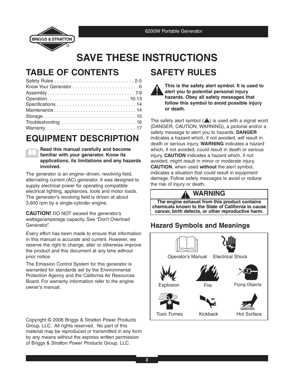 Briggs & Stratton 030242 User Manual | Page 2 / 32