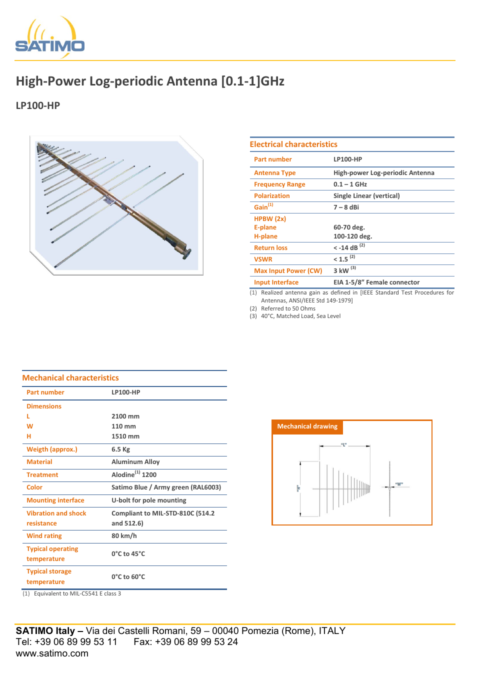 Lp100-hp_datasheet_v2, High-power log-periodic antenna [0.1-1]ghz, Lp100-hp | ORBIT FR Log periodic antennas User Manual | Page 2 / 2