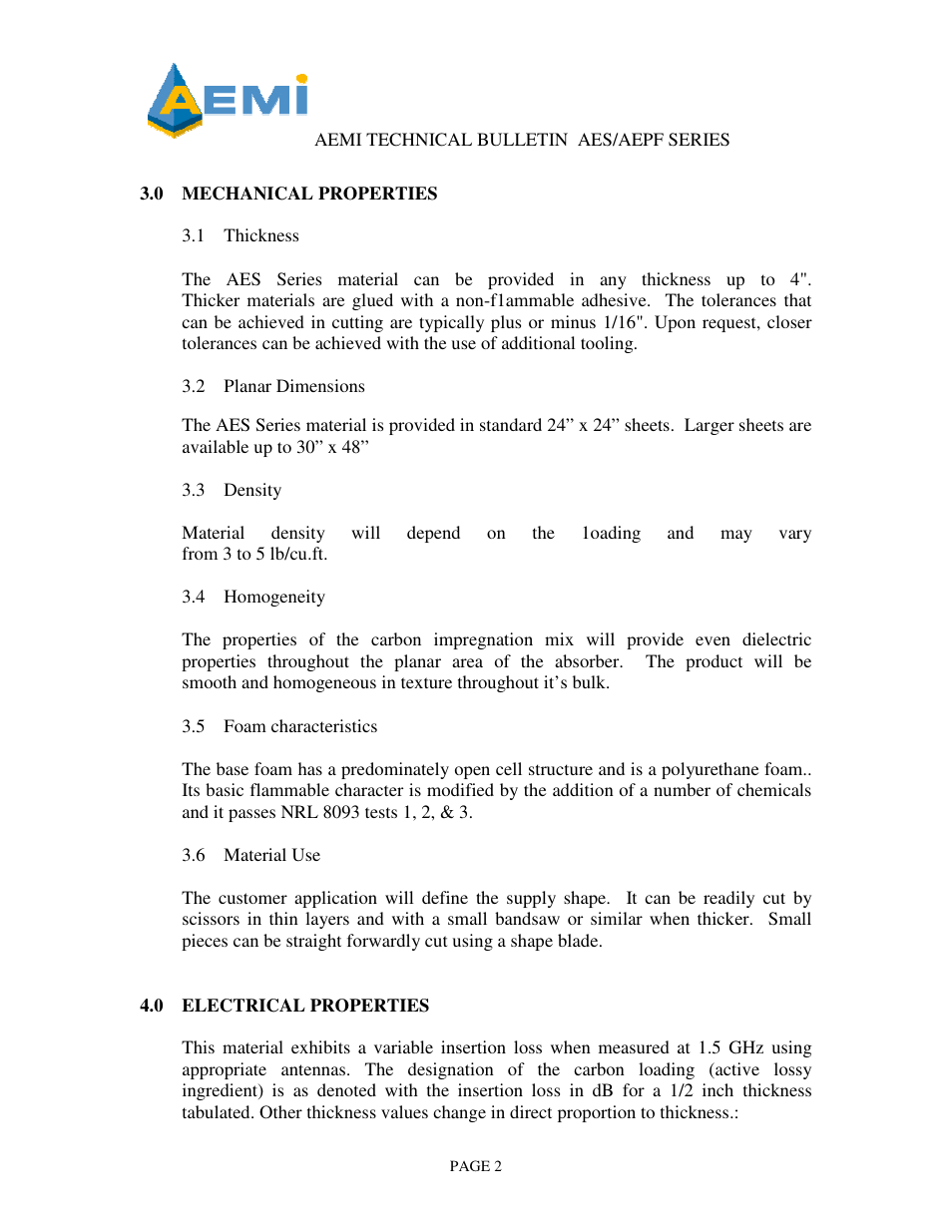 ORBIT FR AES Series-Lossy Dielectric Slab Material User Manual | Page 2 / 3