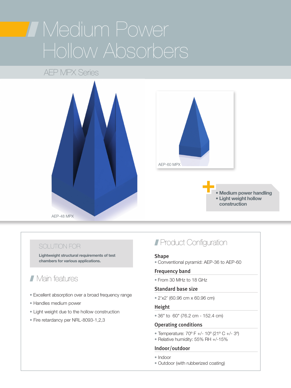 ORBIT FR Medium Power Hollow Absorbers User Manual | 2 pages