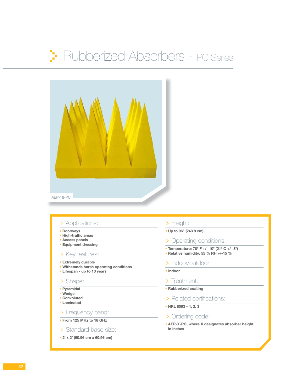 ORBIT FR Rubberized Absorbers - PC Series User Manual | 2 pages