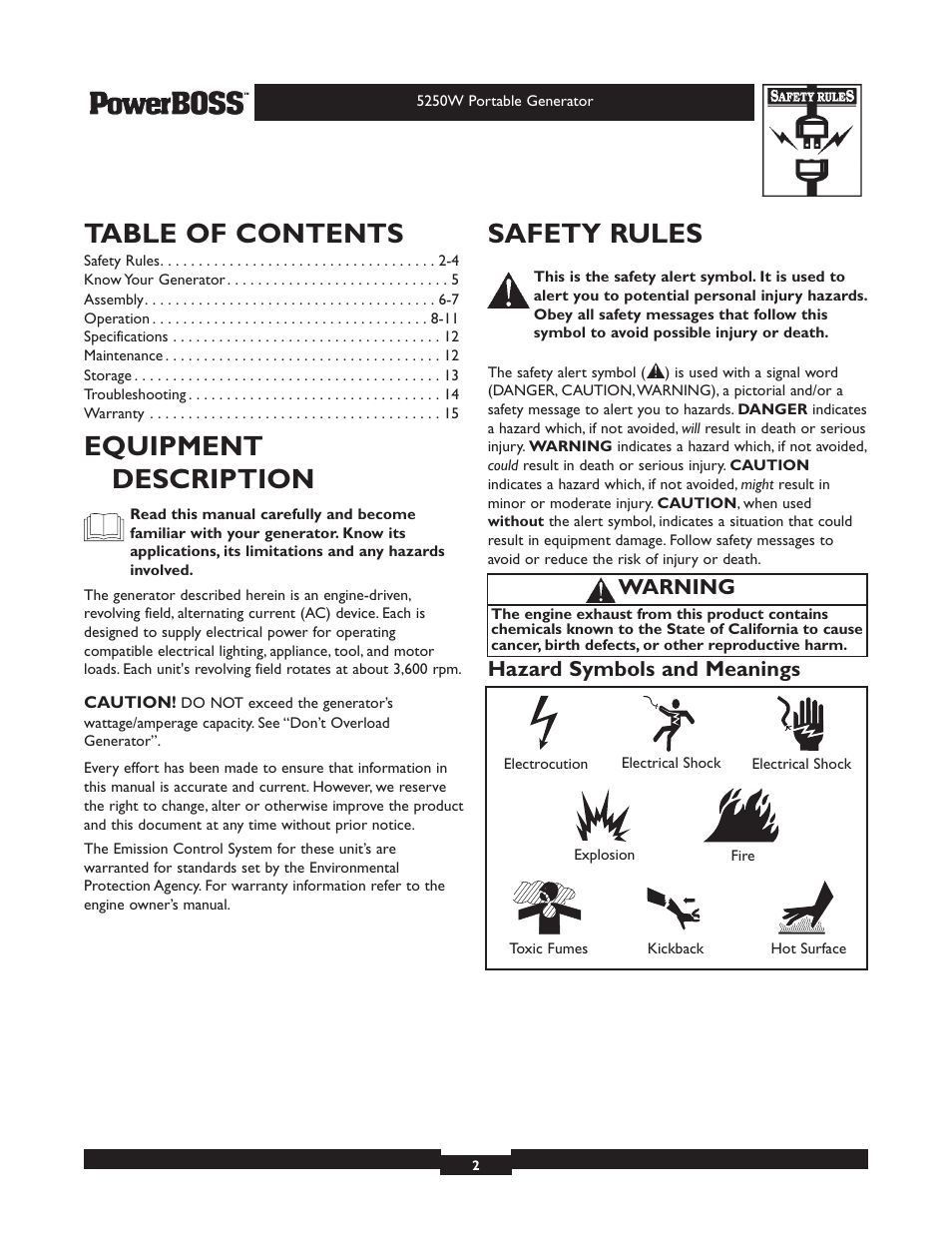 Briggs & Stratton PowerBoss 30217 User Manual | Page 2 / 28