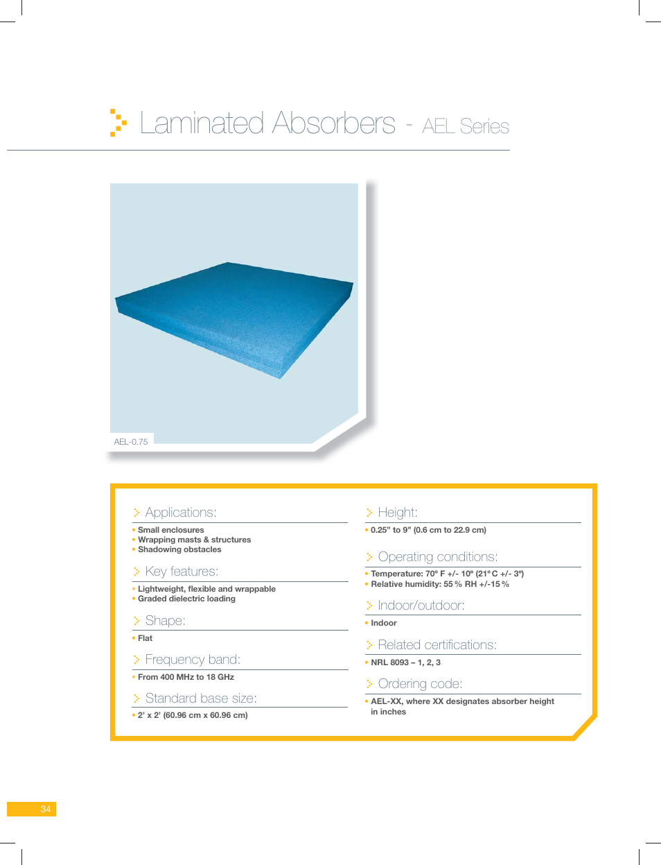 ORBIT FR Laminated Absorbers - AEL Series User Manual | 2 pages