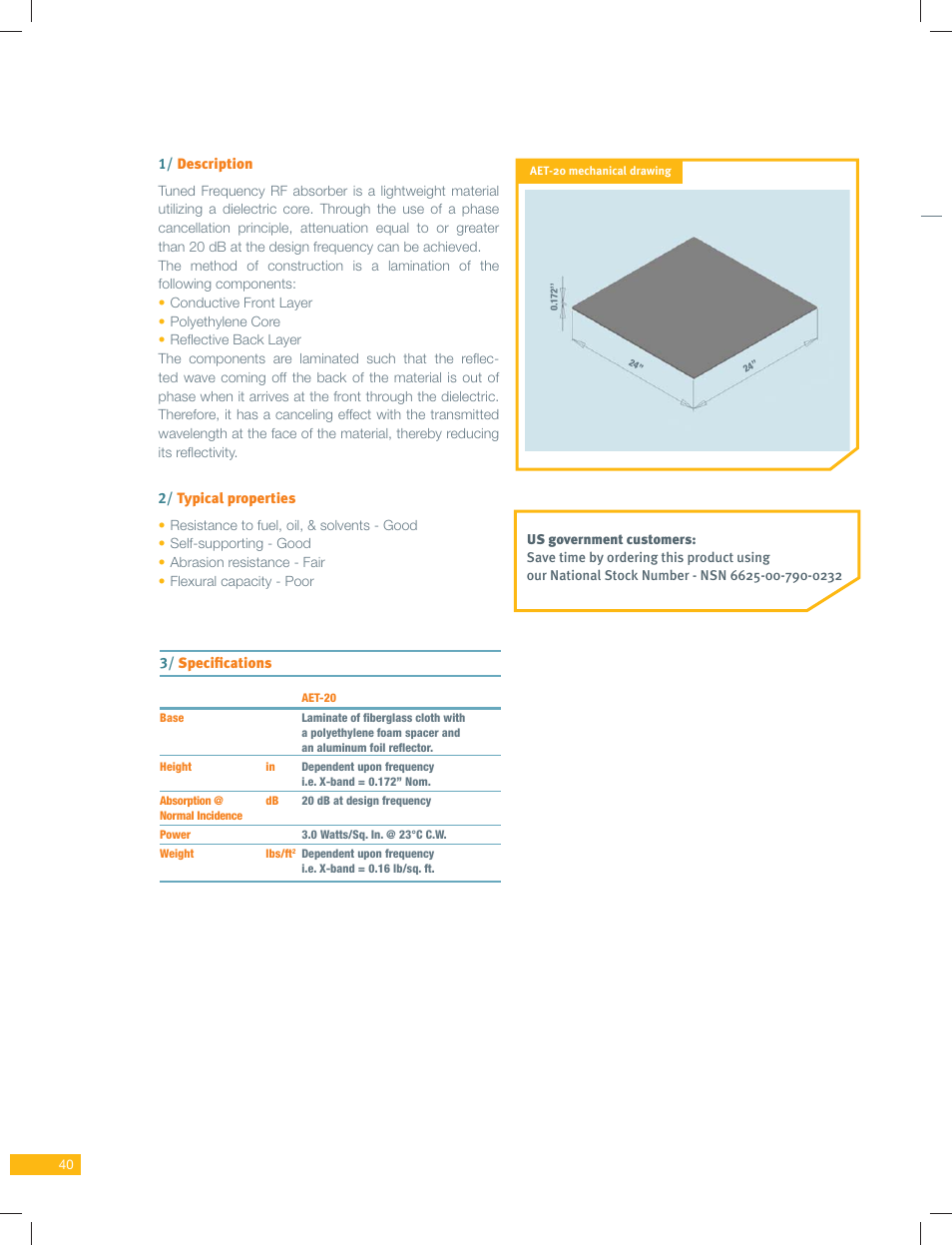 ORBIT FR Tuned Frequency Absorbers - AET-20 User Manual | Page 2 / 2