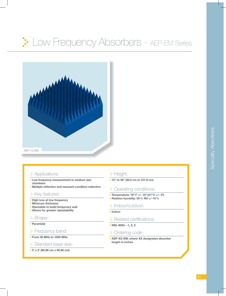 ORBIT FR Low Frequency Absorbers - AEP-EM Series User Manual | 2 pages