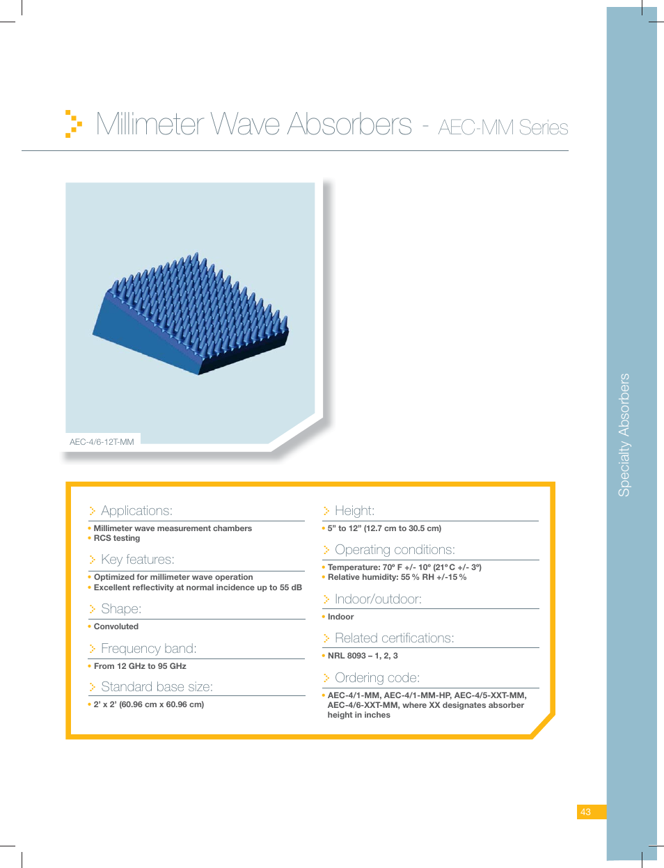 ORBIT FR Millimeter Wave Absorbers - AEC-MM Series User Manual | 2 pages