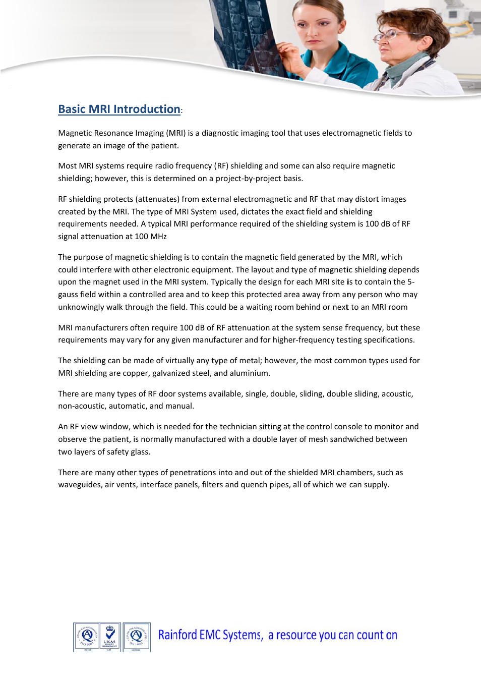 Basic, Mri intr, Roductio | ORBIT FR Shielding for MRI rooms User Manual | Page 2 / 5