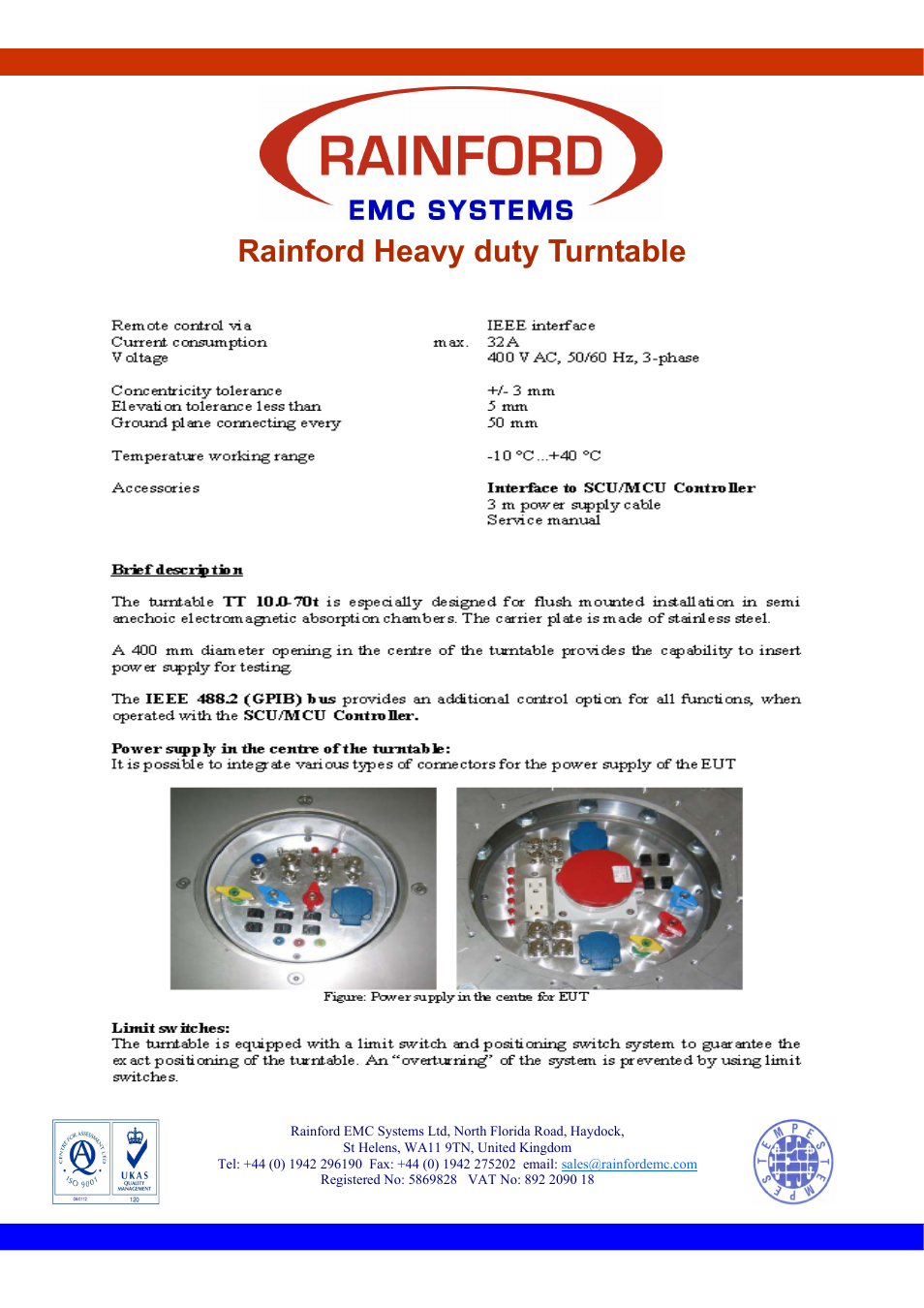 Rainford heavy duty turntable | ORBIT FR Chamber Accessories User Manual | Page 10 / 11