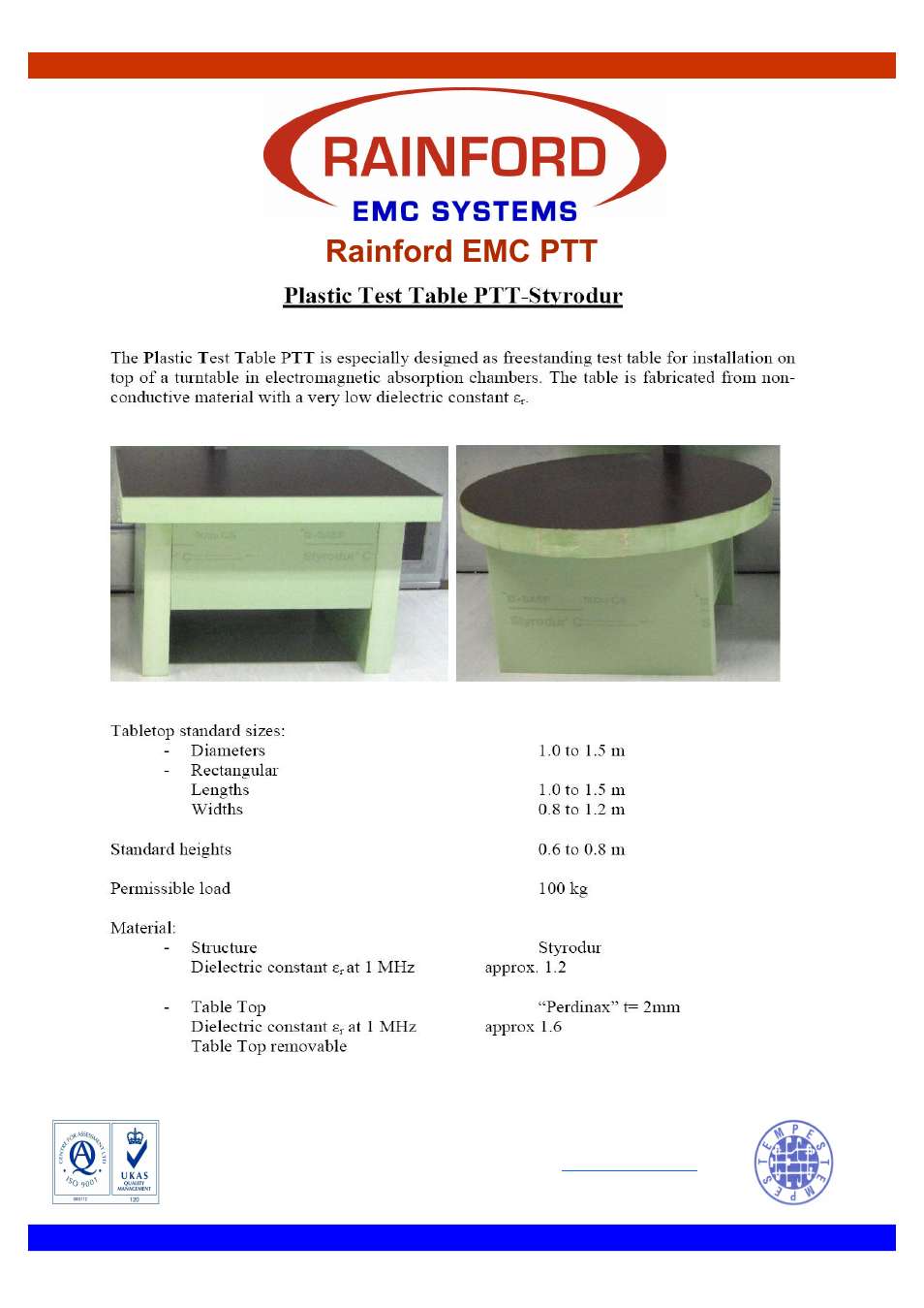 Datasheet emc ptt.pdf, Rainford emc ptt | ORBIT FR Chamber Accessories User Manual | Page 5 / 11