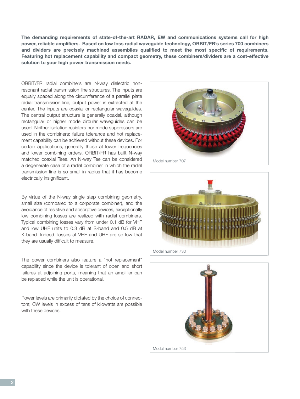 ORBIT FR Radial Power Combiners User Manual | Page 2 / 4