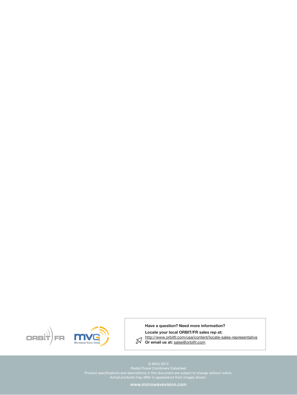 ORBIT FR Radial Power Combiners User Manual | Page 4 / 4