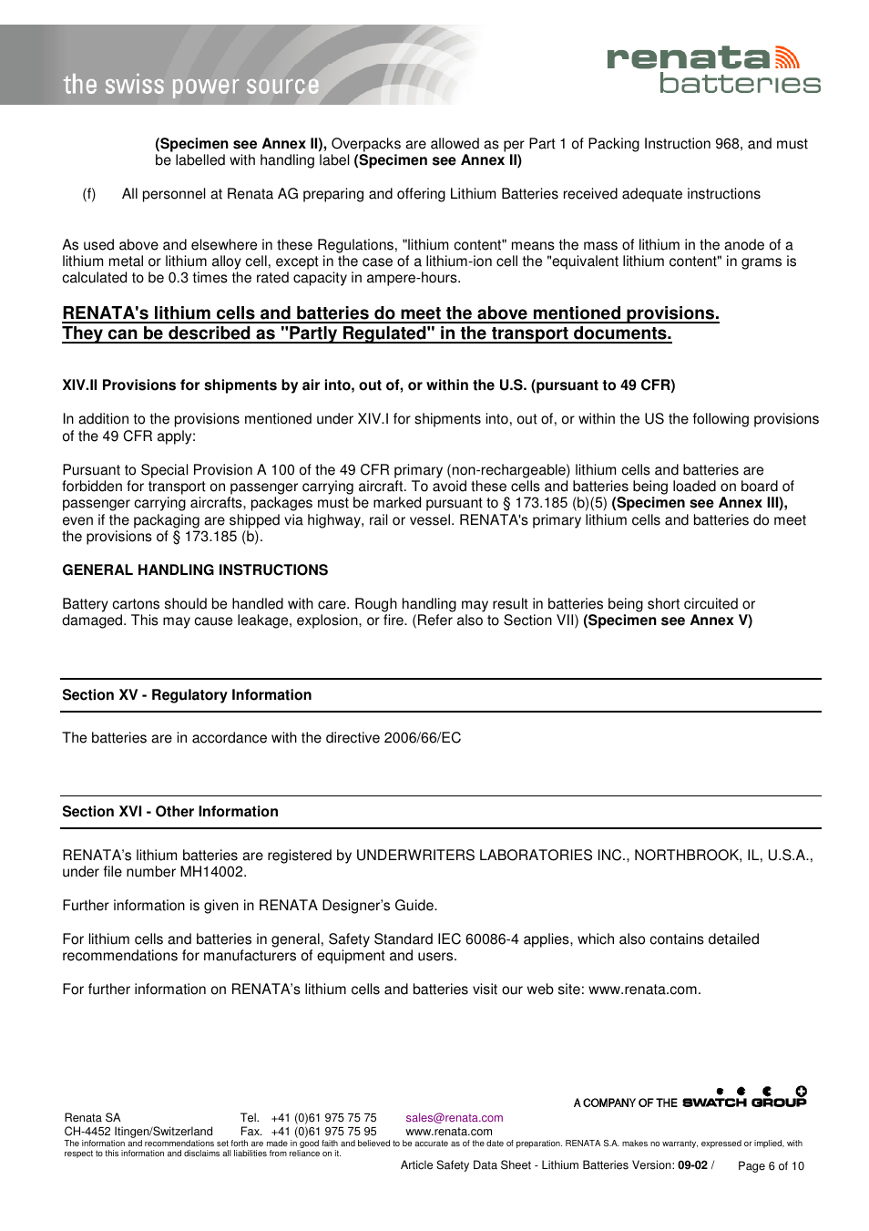 R&D Batteries Lithium CR Batteries User Manual | Page 6 / 10