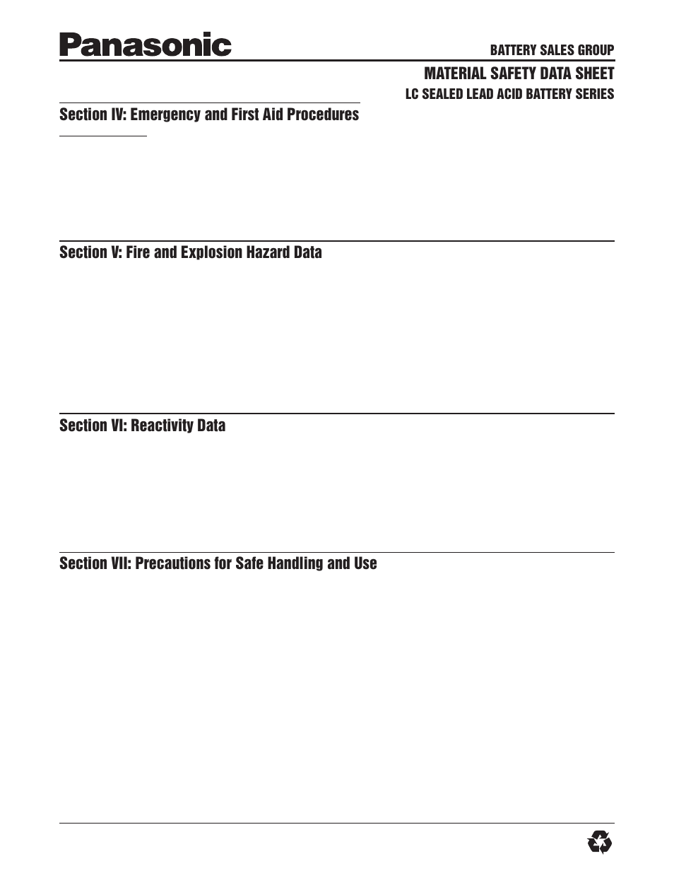 Material safety data sheet, Battery sales group, Lc sealed lead acid battery series | R&D Batteries VRLA Batteries User Manual | Page 2 / 6