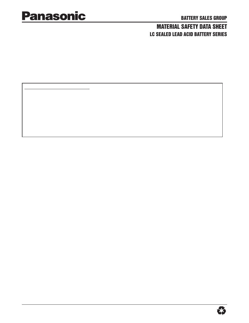 Material safety data sheet, Battery sales group, Lc sealed lead acid battery series | R&D Batteries VRLA Batteries User Manual | Page 4 / 6