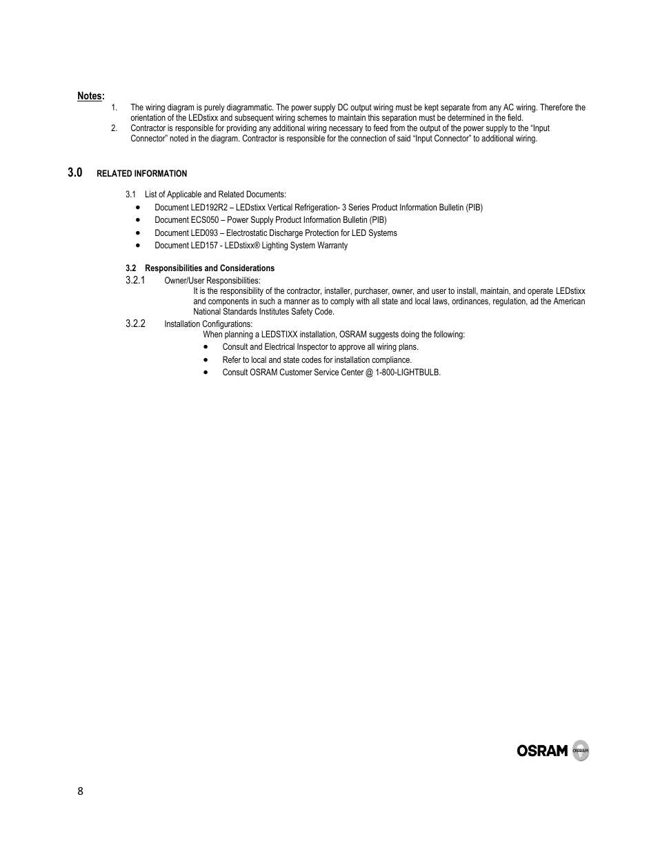 OSRAM SYLVANIA LEDstixx User Manual | Page 8 / 8
