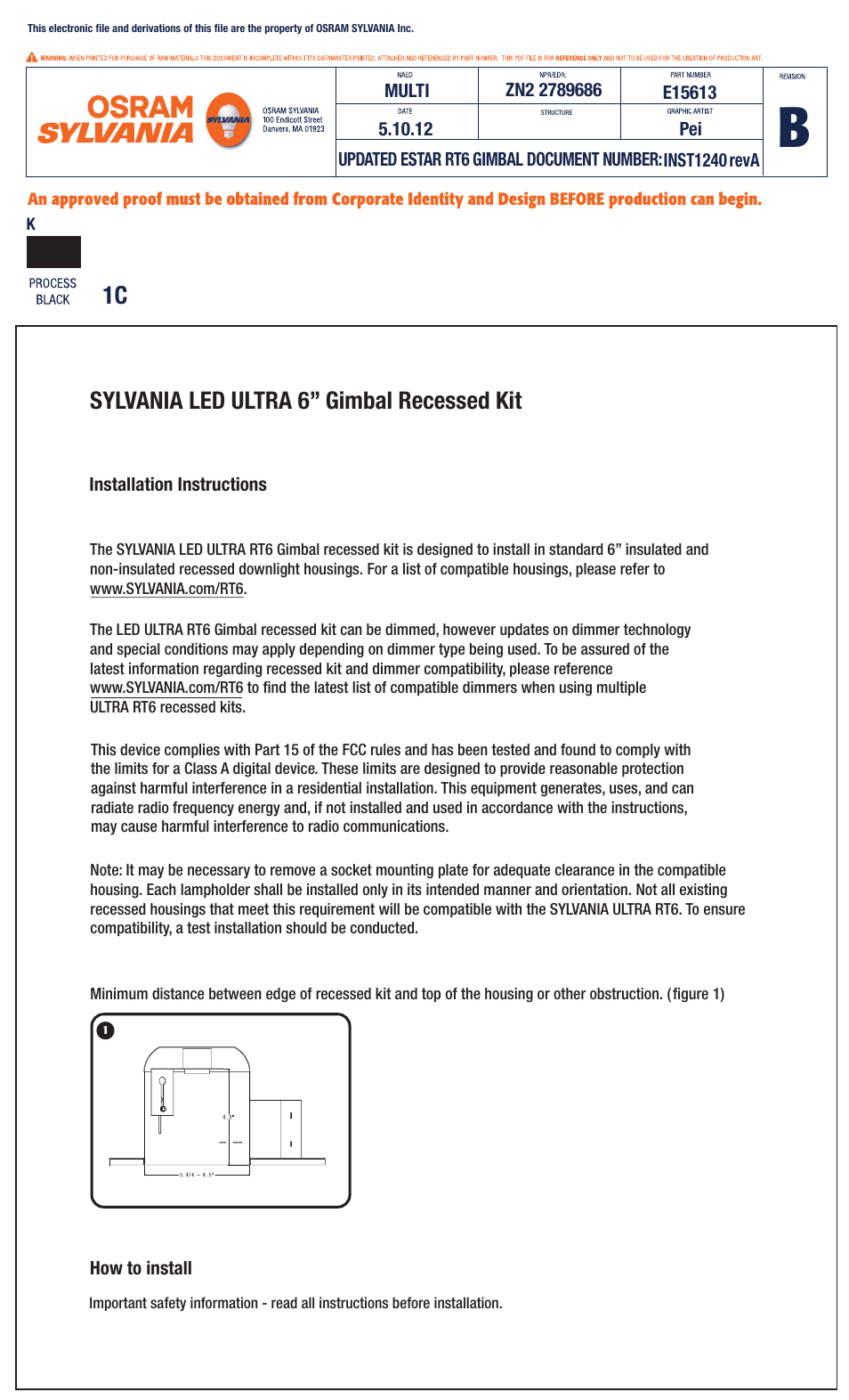 OSRAM SYLVANIA LED ULTRA 6” Gimbal Recessed Kit User Manual | 15 pages