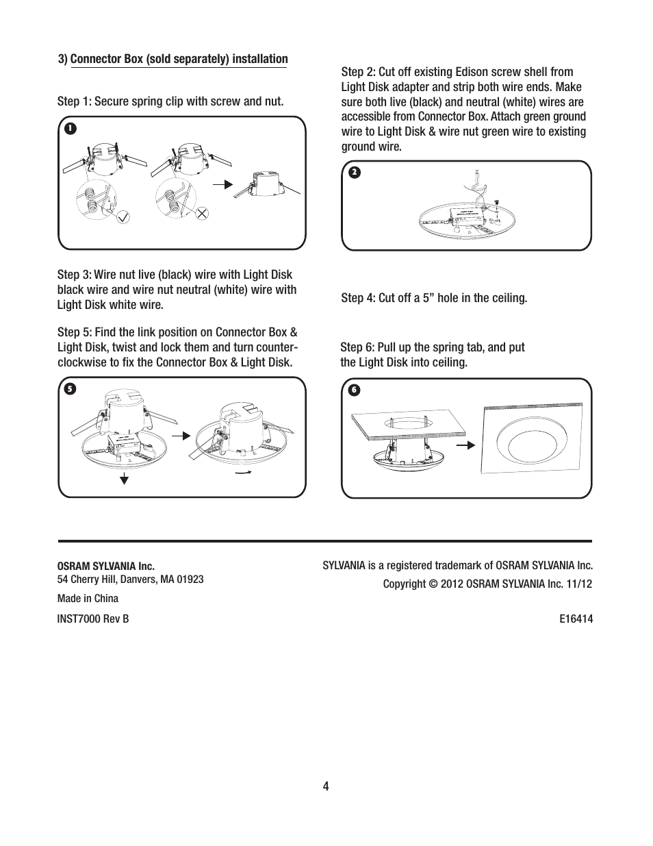 OSRAM SYLVANIA ULTRA LED Recessed and Surface Mount Downlight Kit User Manual | Page 4 / 4