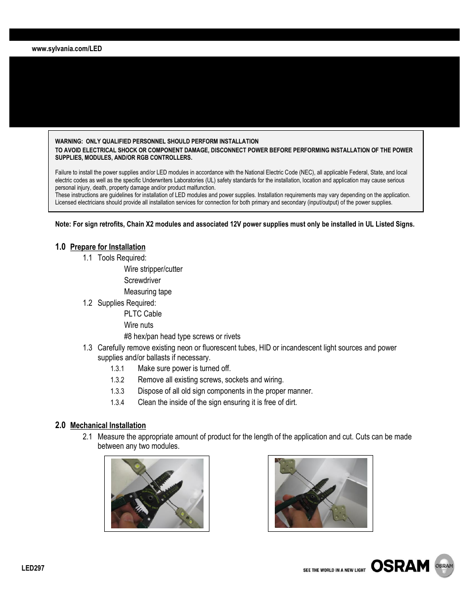 OSRAM SYLVANIA Chain X2 LED User Manual | 3 pages