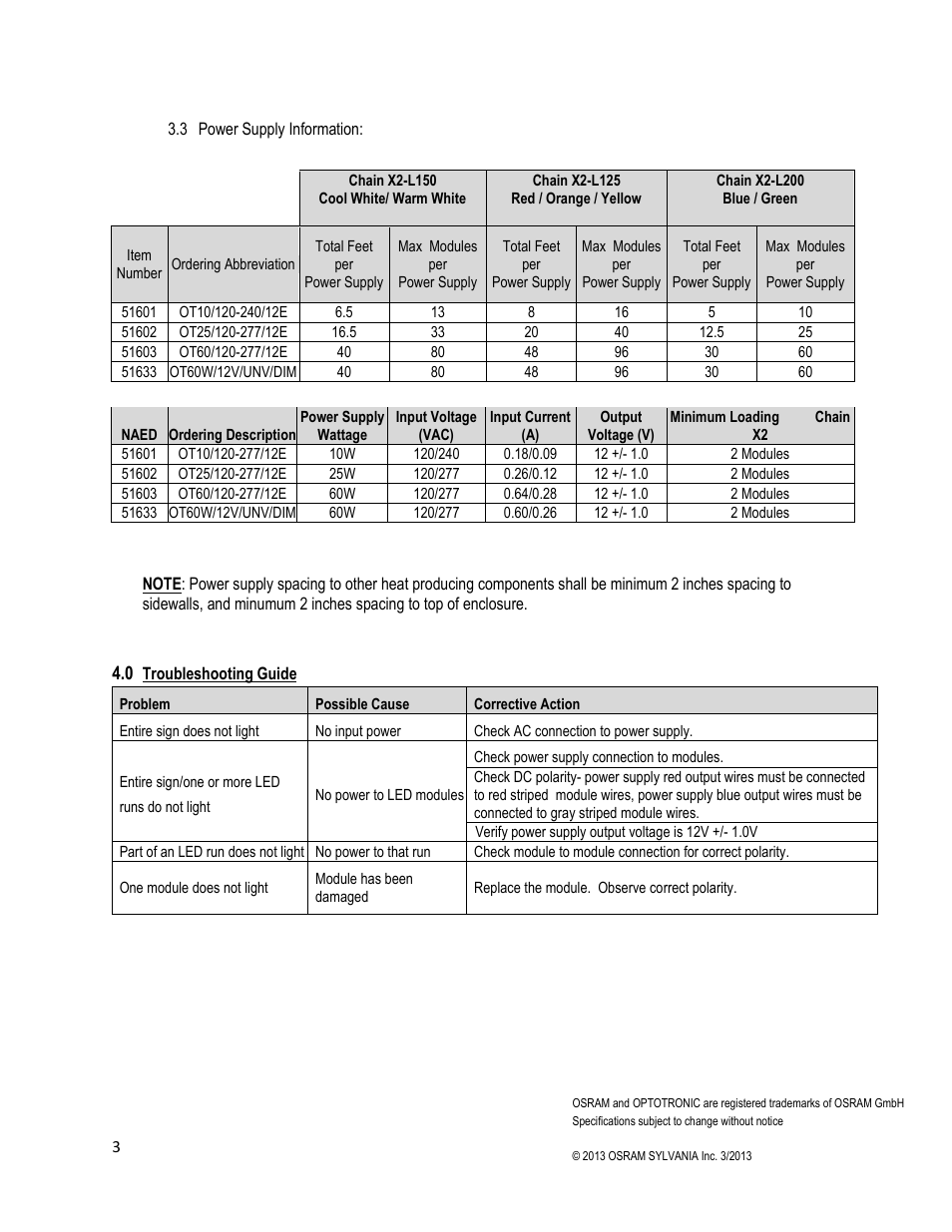 OSRAM SYLVANIA Chain X2 LED User Manual | Page 3 / 3