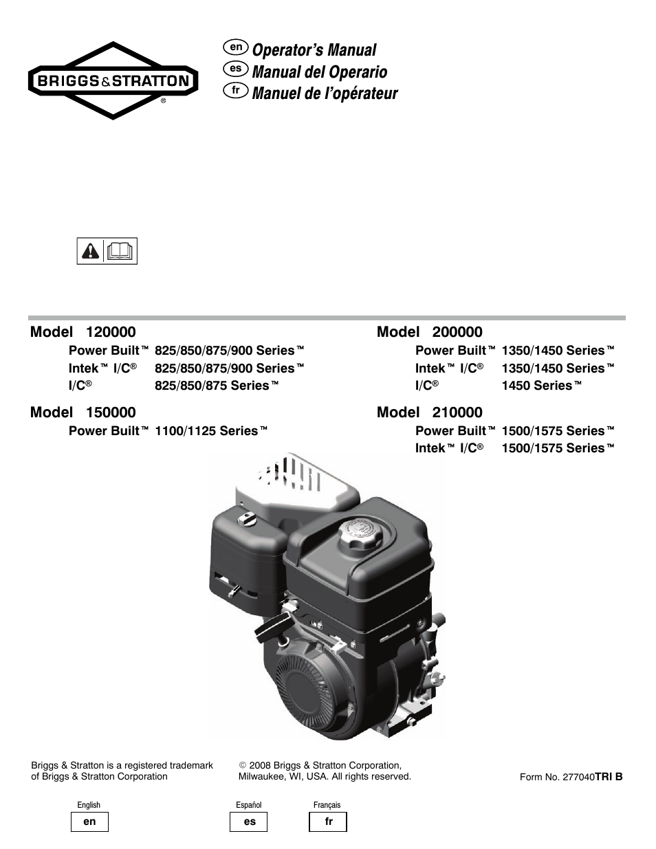 Briggs & Stratton 200000 User Manual | 28 pages