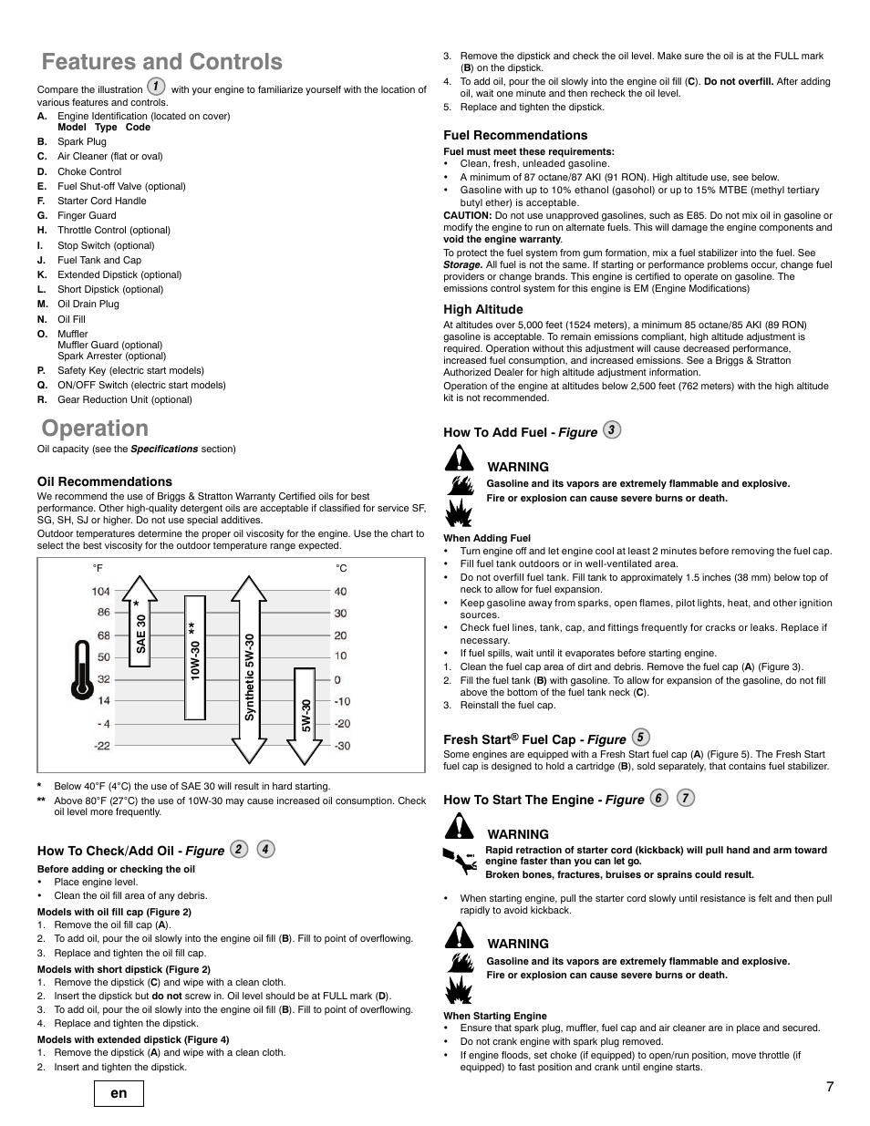 Features and controls, Operation | Briggs & Stratton 200000 User Manual | Page 7 / 28