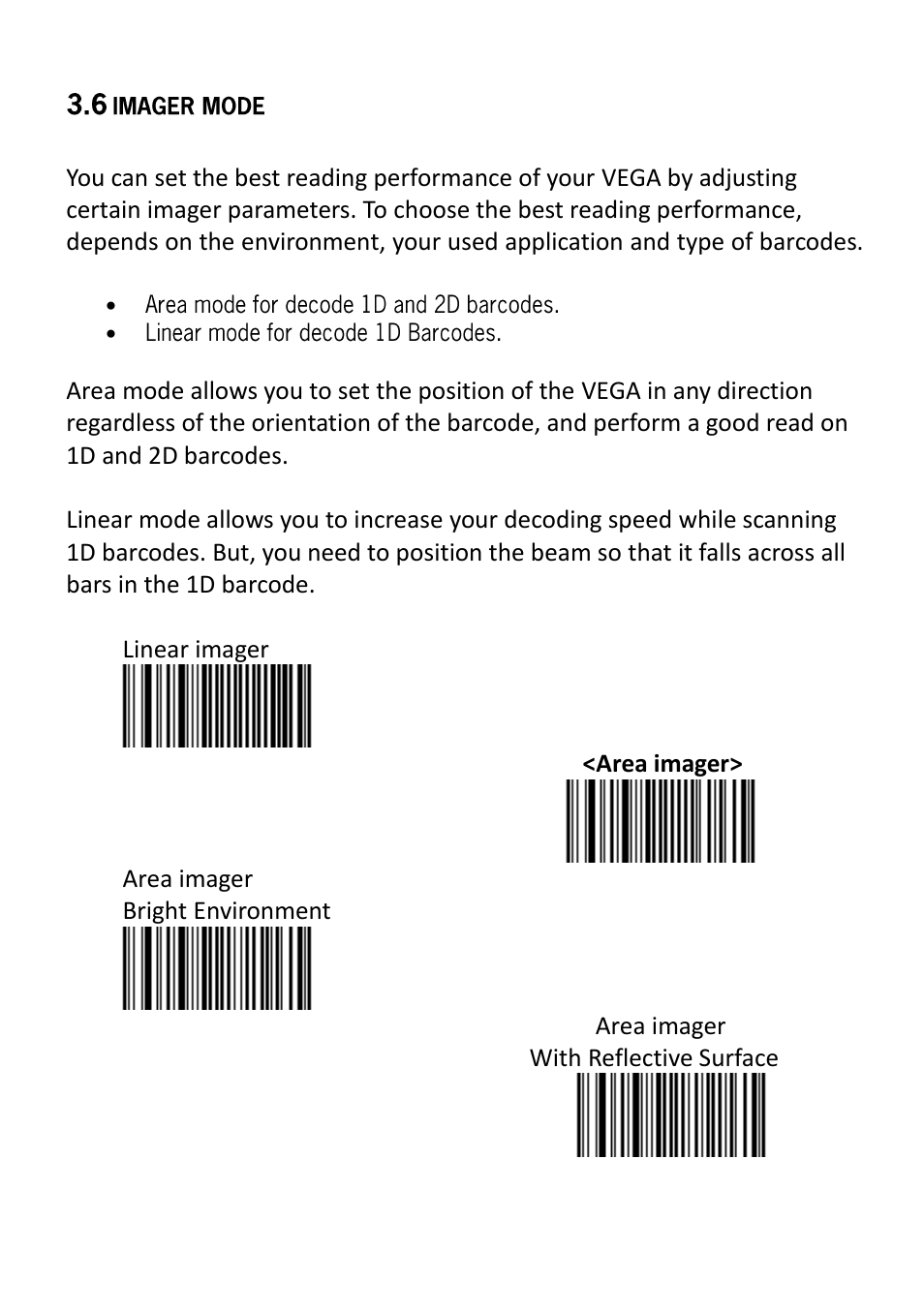 Imager mode | SCANTECH ID (Champtek company) VEGA V-1030 User Manual | Page 12 / 41