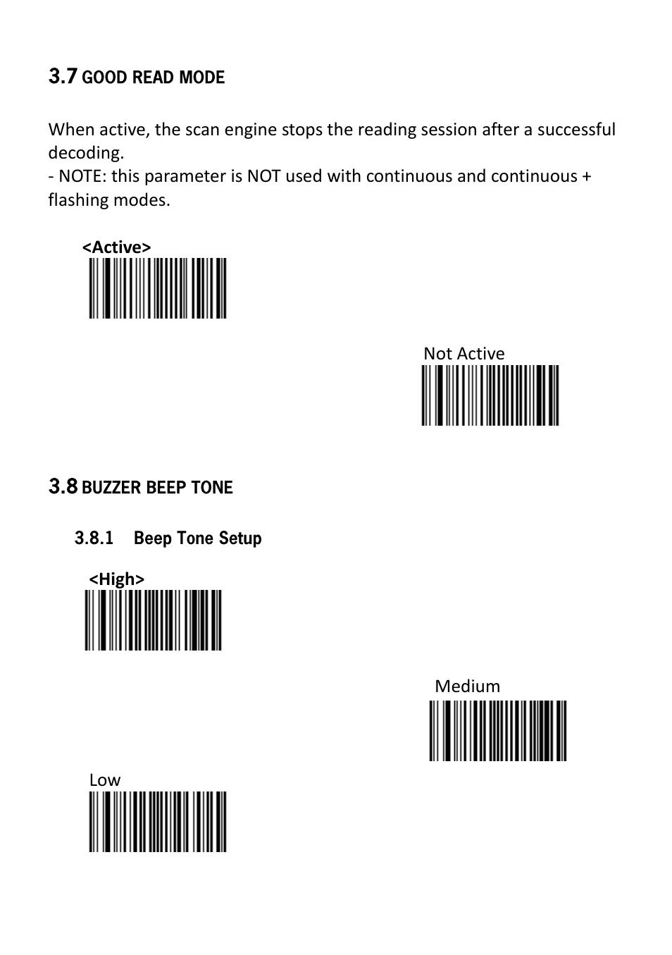 Good read mode, Buzzer beep tone, 1 beep tone setup | SCANTECH ID (Champtek company) VEGA V-1030 User Manual | Page 13 / 41