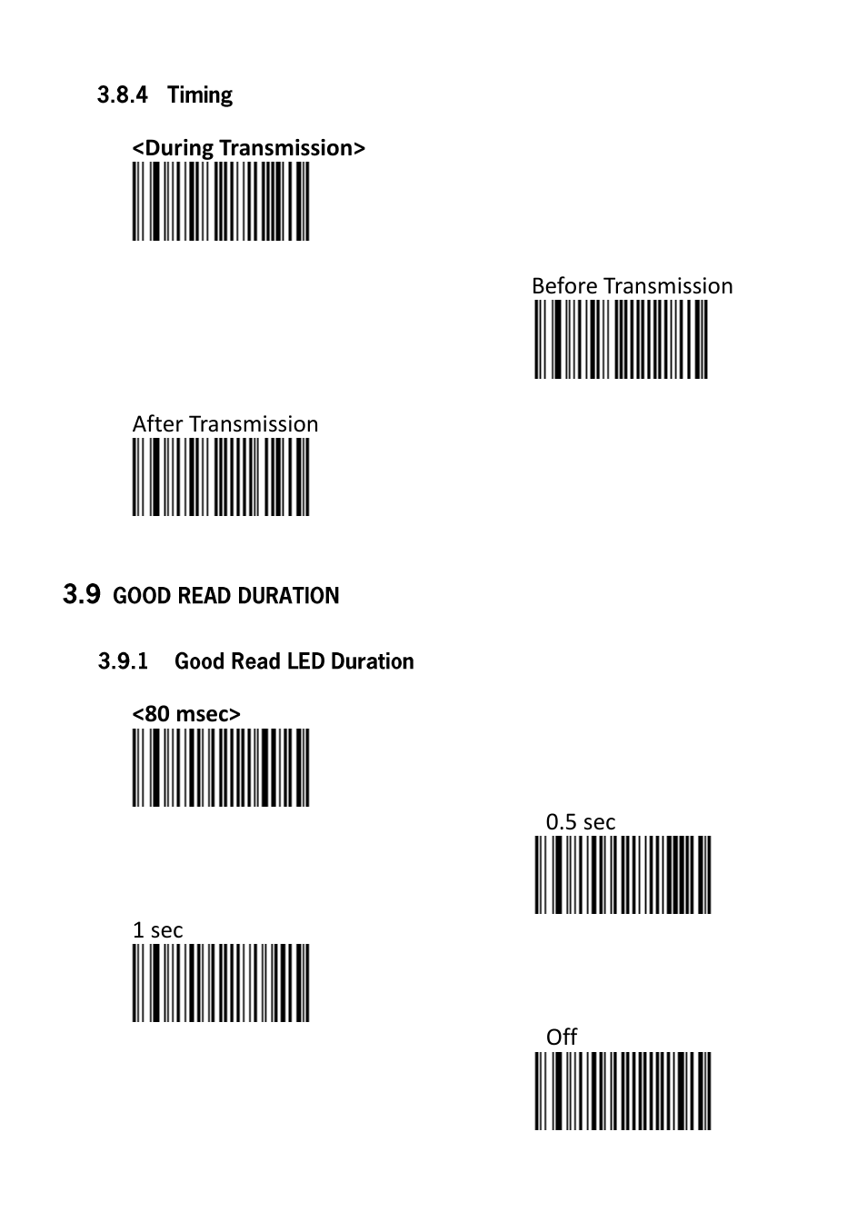 4 timing, Good read duration, 1 good read led duration | SCANTECH ID (Champtek company) VEGA V-1030 User Manual | Page 15 / 41