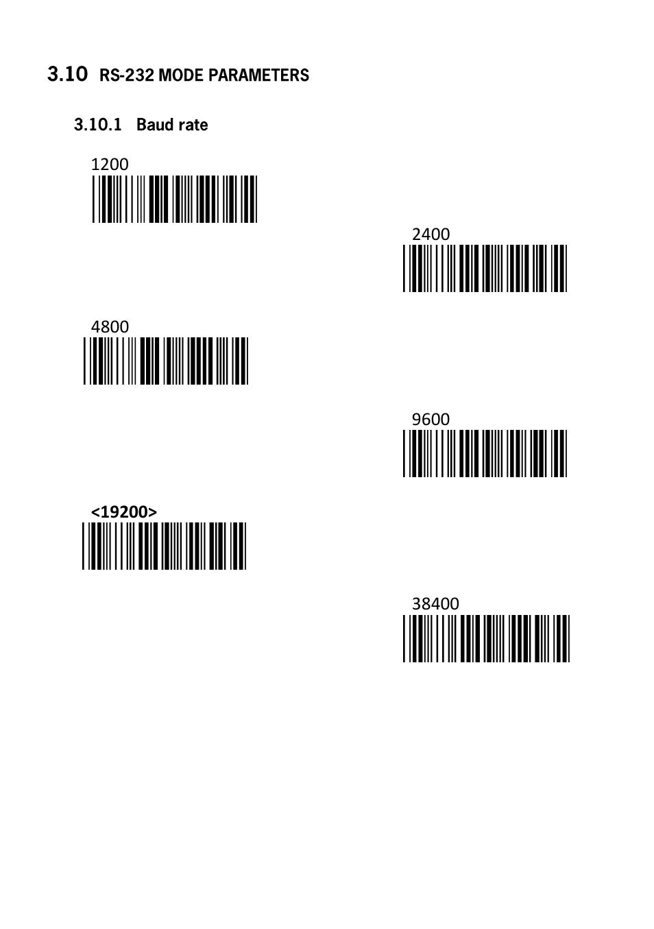 Rs-232 mode parameters, 1 baud rate | SCANTECH ID (Champtek company) VEGA V-1030 User Manual | Page 17 / 41