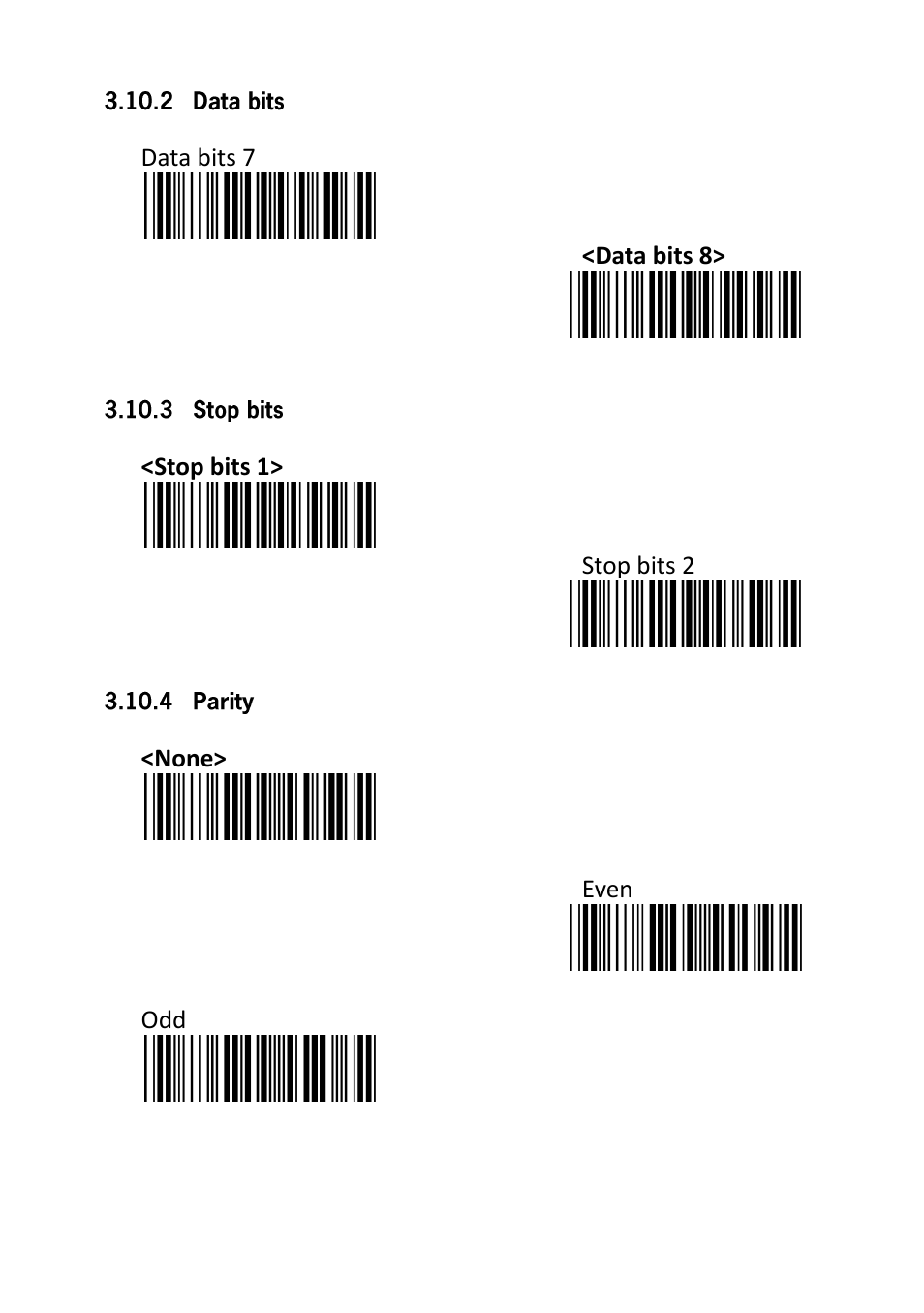 2 data bits, 3 stop bits, 4 parity | SCANTECH ID (Champtek company) VEGA V-1030 User Manual | Page 18 / 41