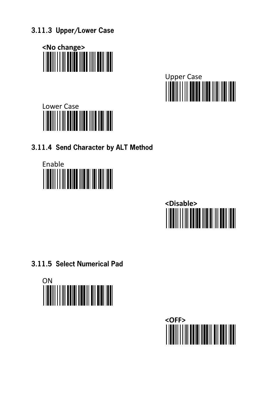 3 upper/lower case, 4 send character by alt method, 5 select numerical pad | SCANTECH ID (Champtek company) VEGA V-1030 User Manual | Page 21 / 41