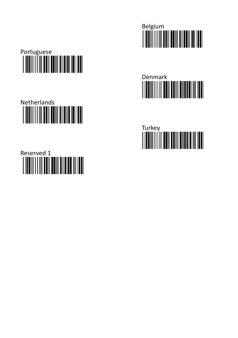 Belgium portuguese, Denmark netherlands, Turkey reserved 1 | SCANTECH ID (Champtek company) VEGA V-1030 User Manual | Page 24 / 41