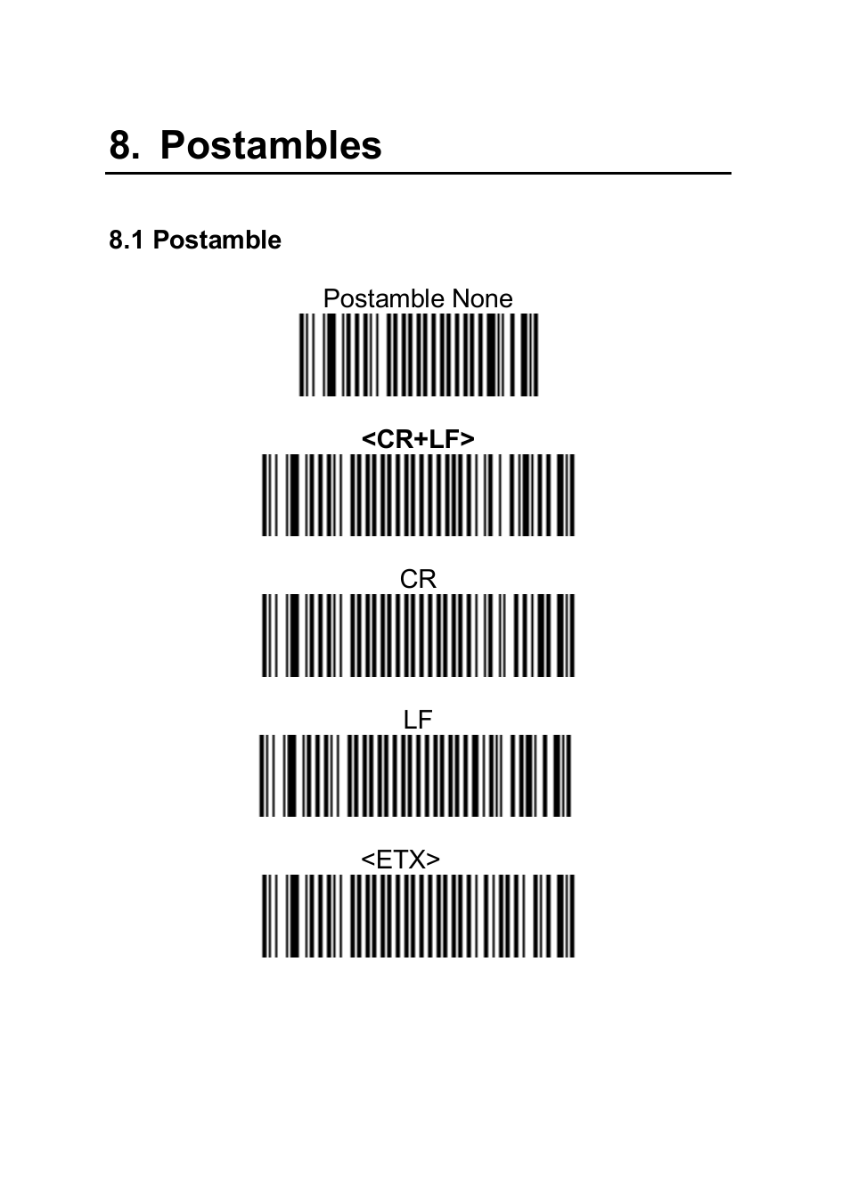Postambles | SCANTECH ID (Champtek company) VEGA V-1040 User Manual | Page 20 / 32