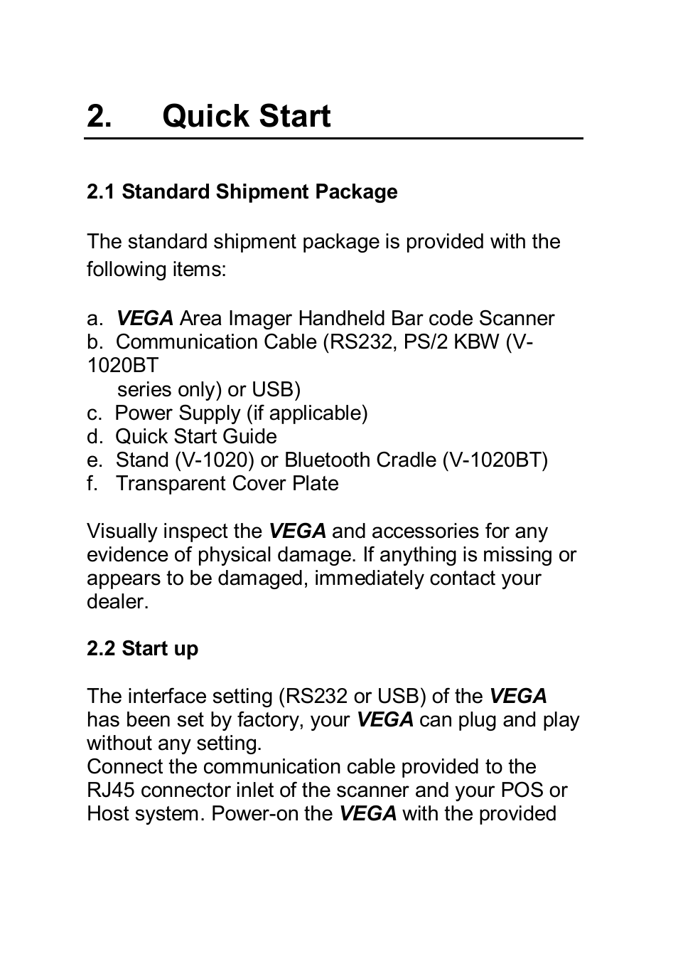 Quick start | SCANTECH ID (Champtek company) VEGA V-1040 User Manual | Page 8 / 32