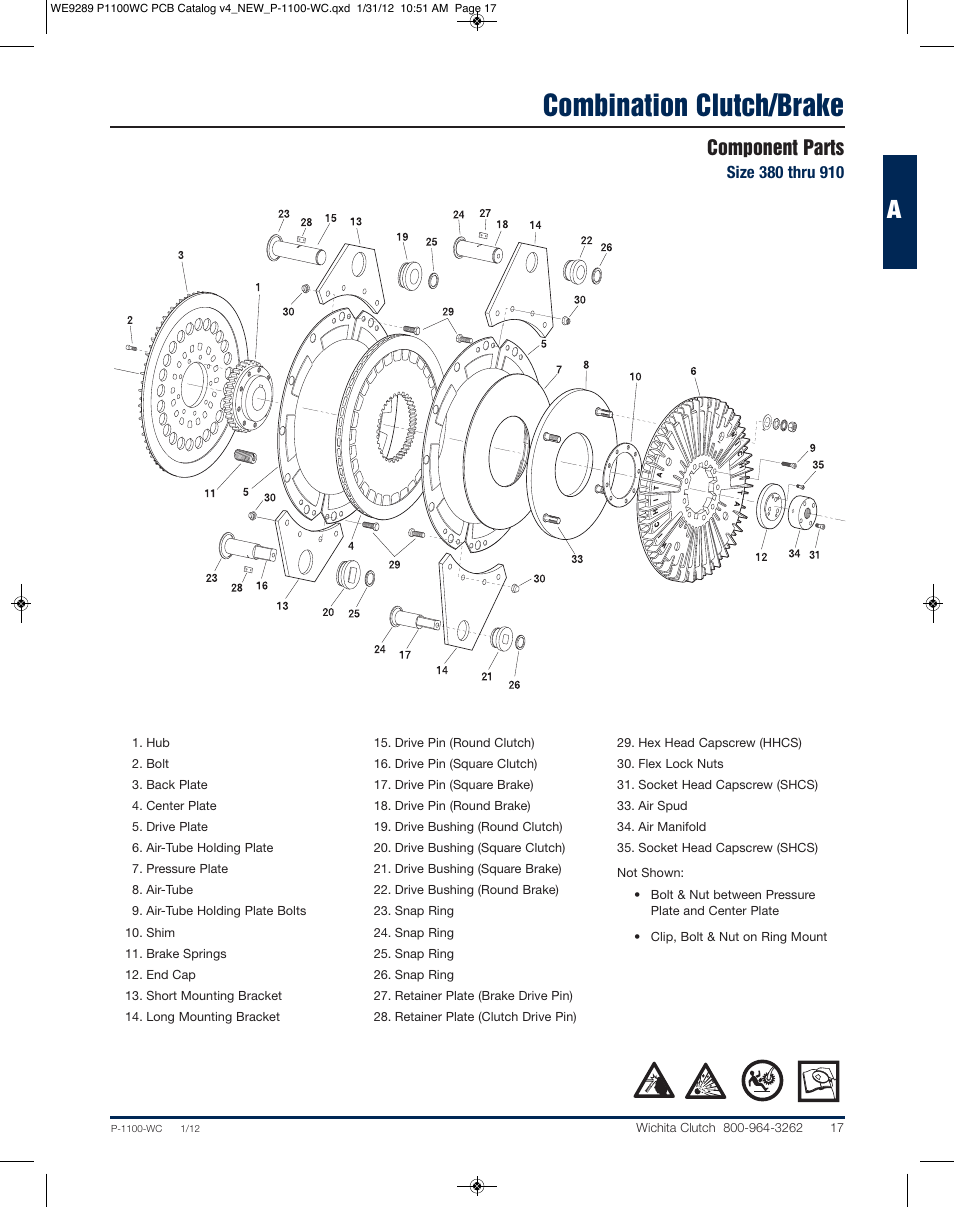 Combination clutch/brake, Component parts | Wichita Clutch CCB - Combination Clutch Brake Unit User Manual | Page 8 / 12