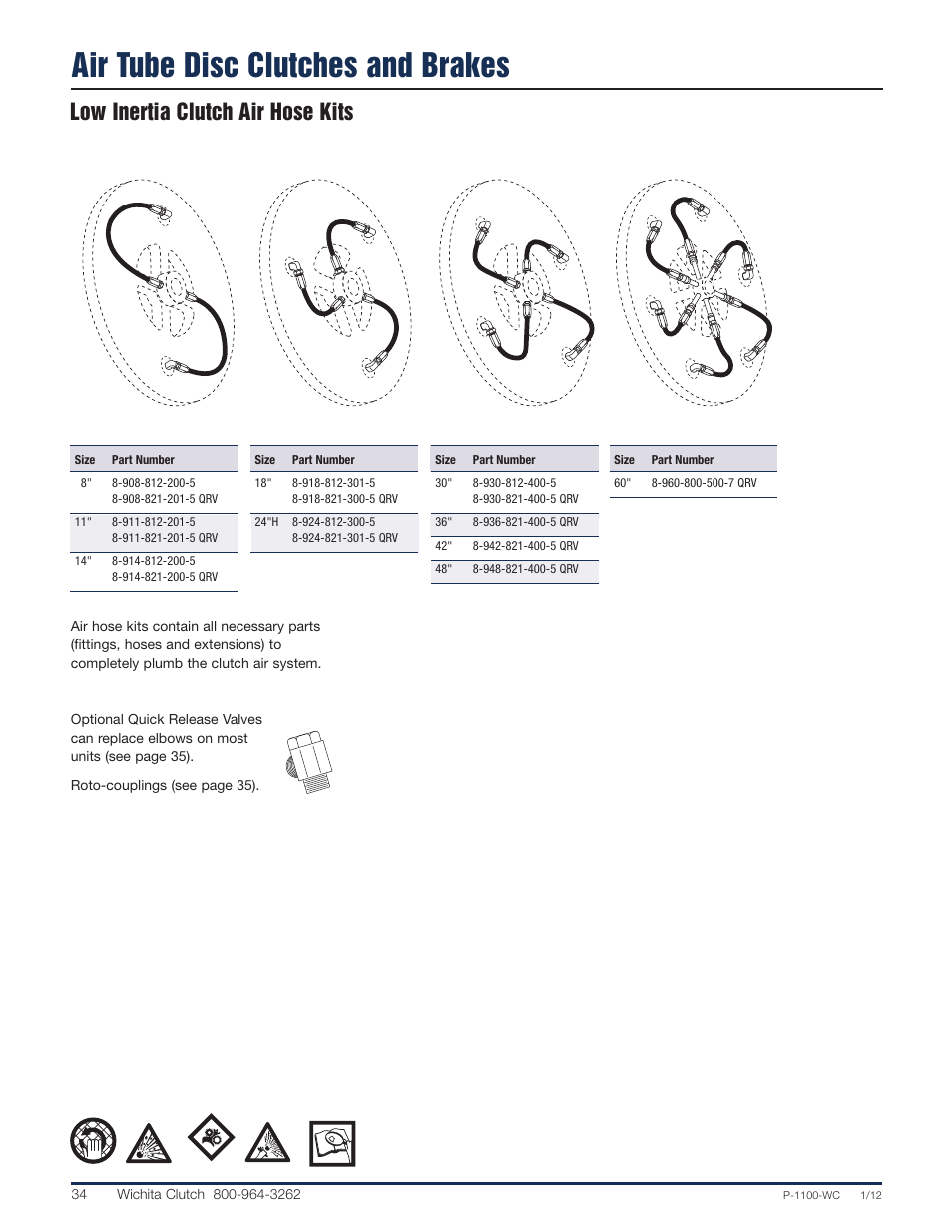 Air tube disc clutches and brakes, Low inertia clutch air hose kits | Wichita Clutch Low Inertia (LI) Clutch User Manual | Page 13 / 22
