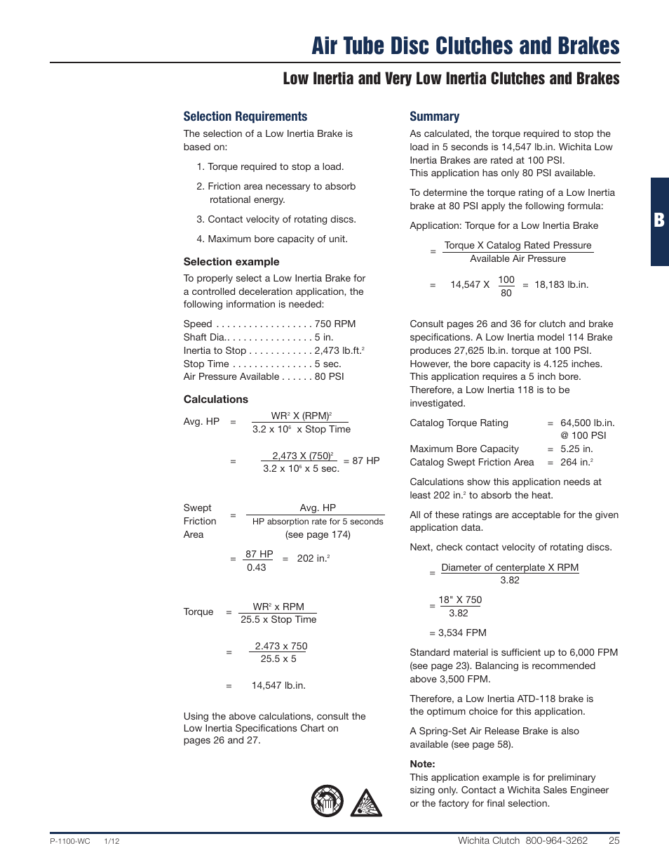 Air tube disc clutches and brakes, Summary, Selection requirements | Wichita Clutch Low Inertia (LI) Clutch User Manual | Page 4 / 22