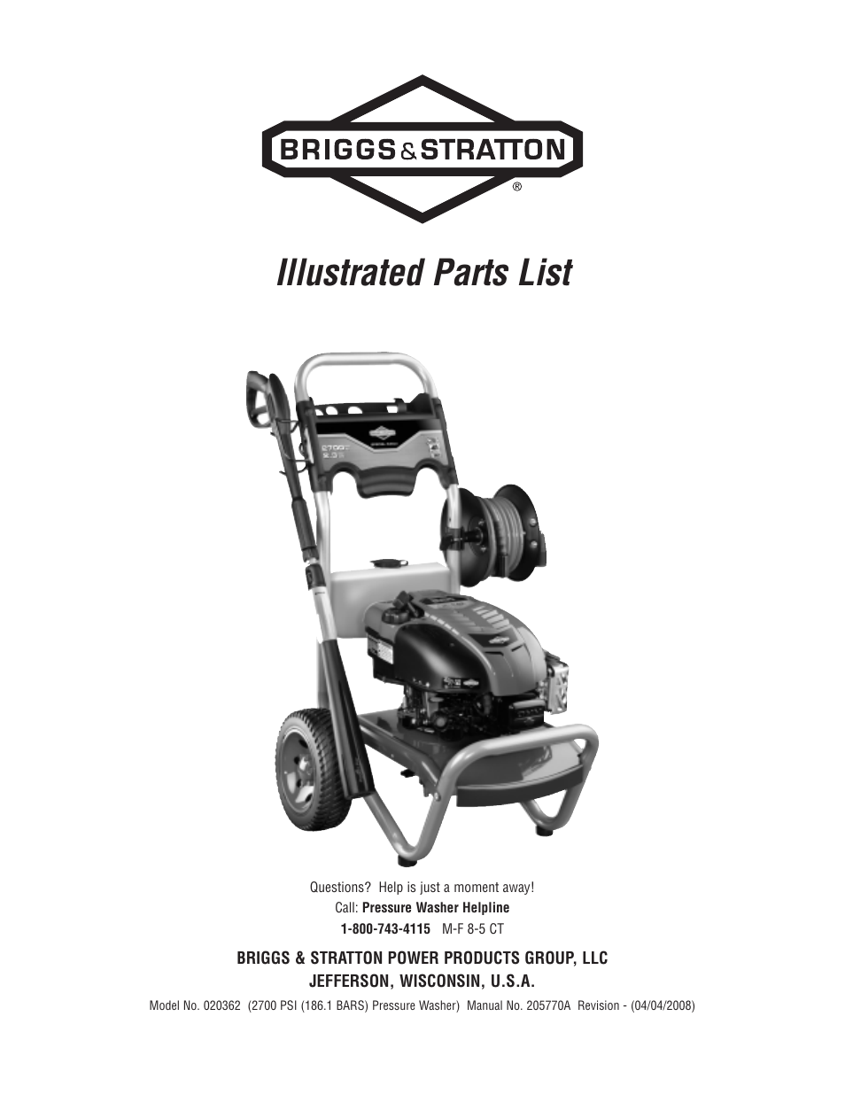 Briggs & Stratton 20362 User Manual | 2 pages