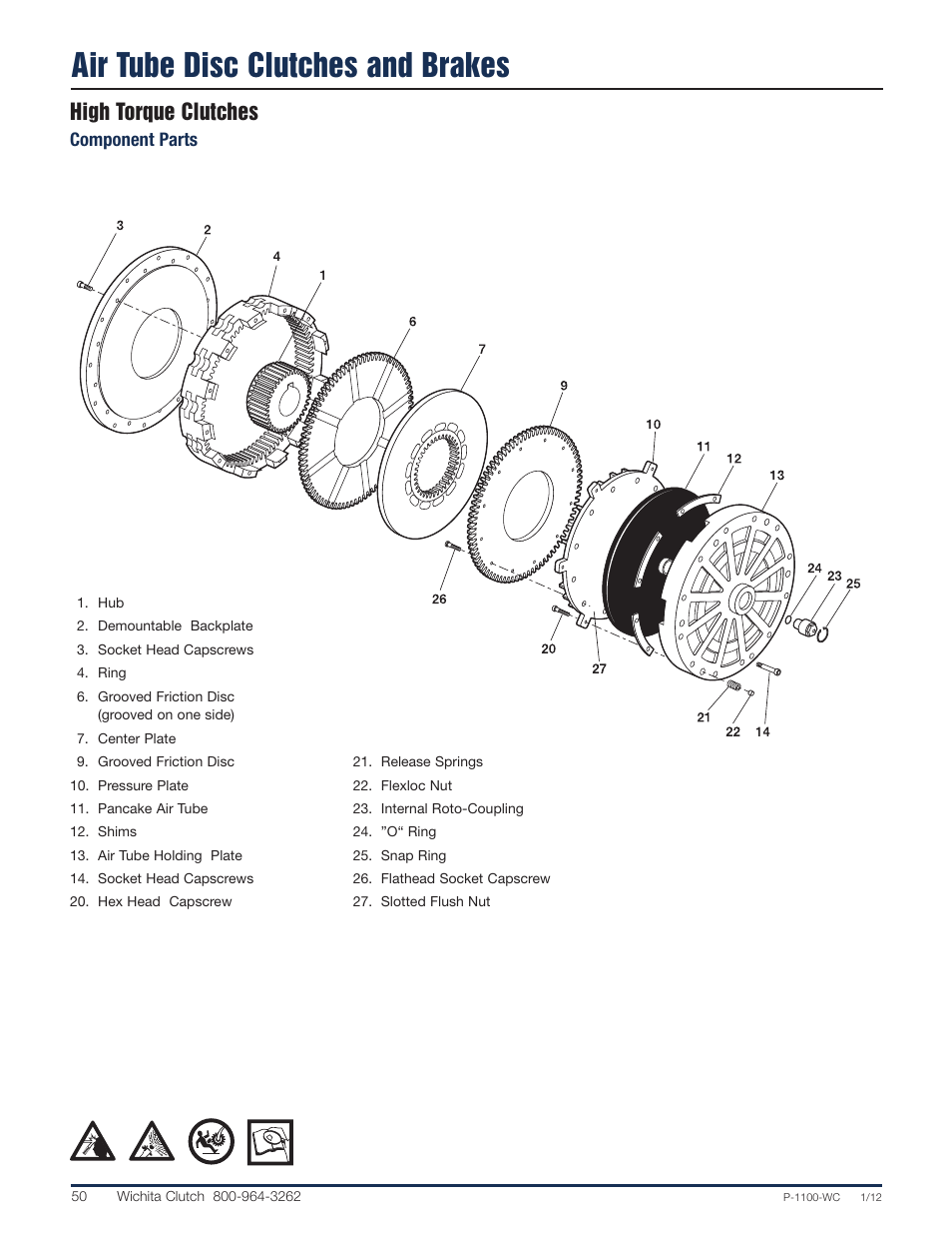 Air tube disc clutches and brakes, High torque clutches | Wichita Clutch Low Inertia (LI) High Torque Clutch User Manual | Page 7 / 14